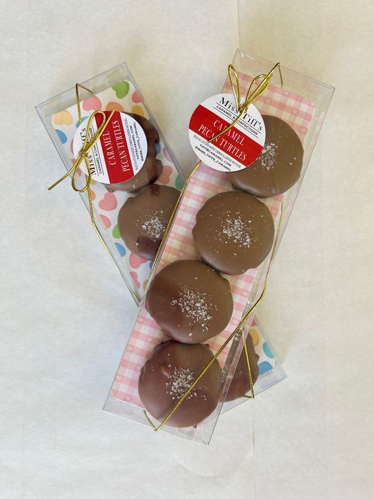Valentines Chocolate Caramel Pecan Turtles