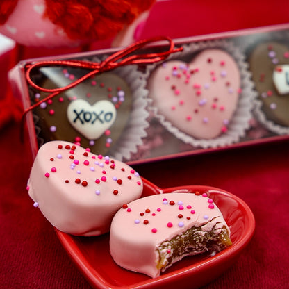 Valentine Chocolate Covered Caramel Hearts